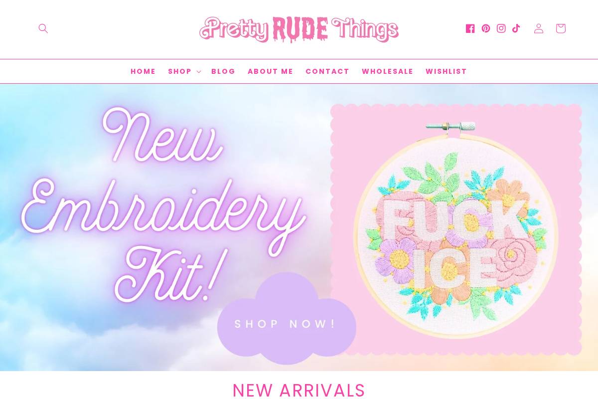 prettyrudethings.com homepage screenshot