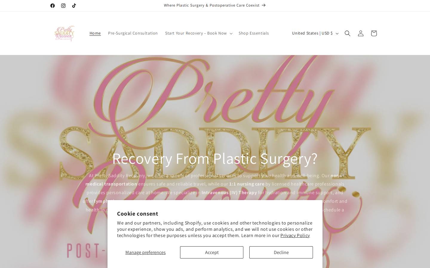 prettysaddityrecovery.com homepage screenshot