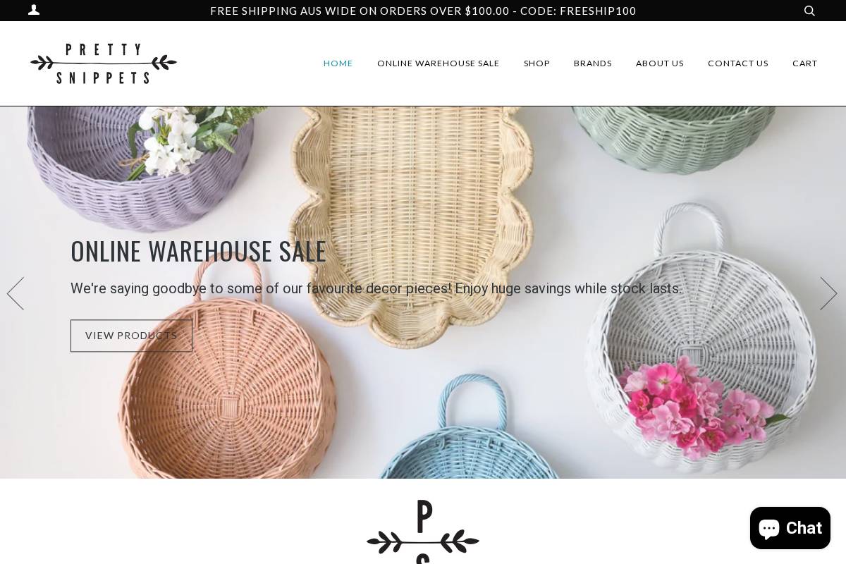 prettysnippets.com.au homepage screenshot