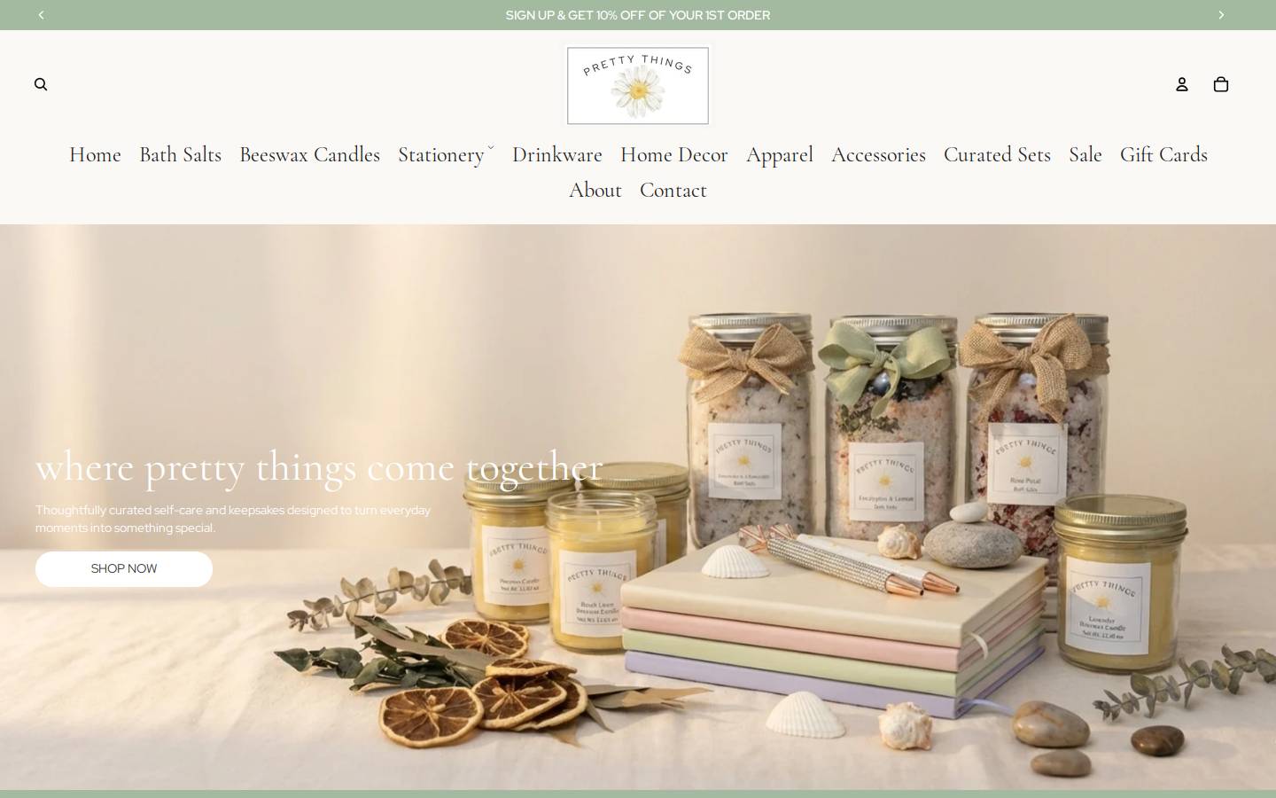 prettythingsri.com homepage screenshot