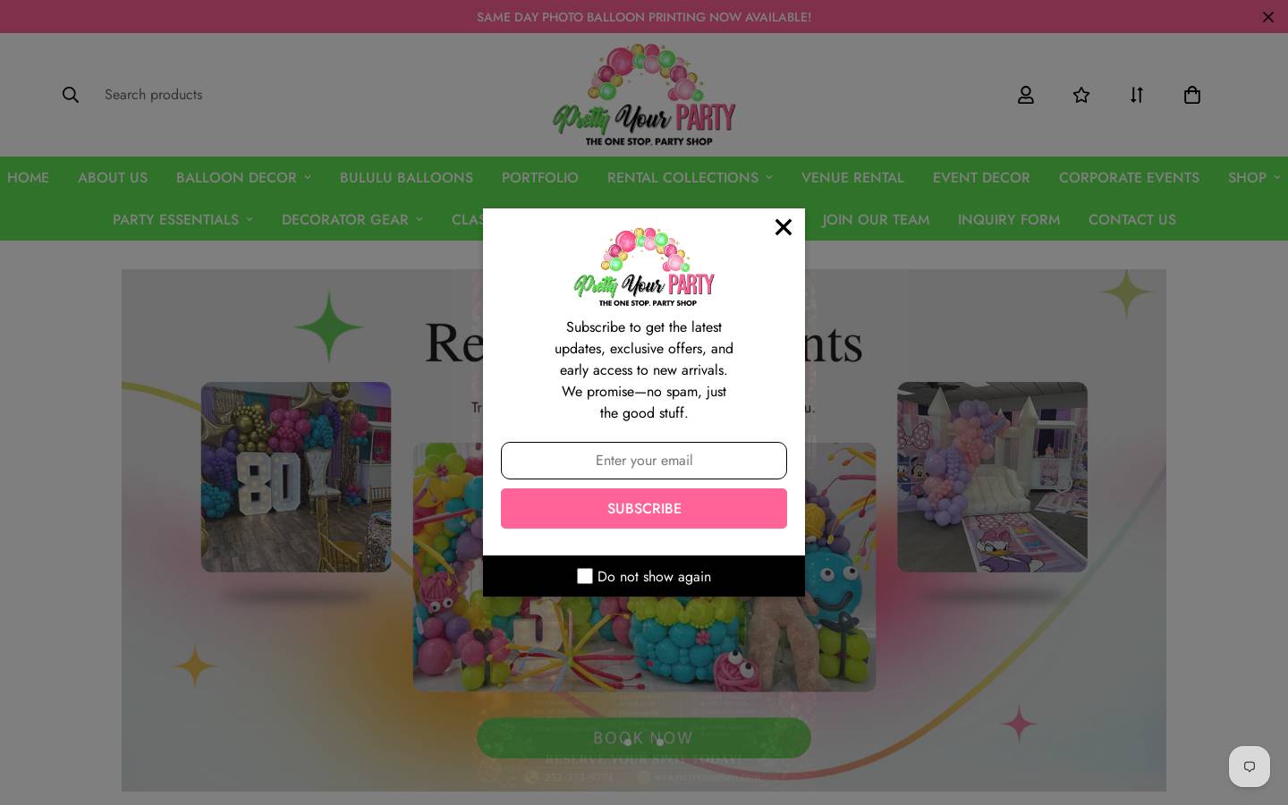 prettyyourparty.store homepage screenshot