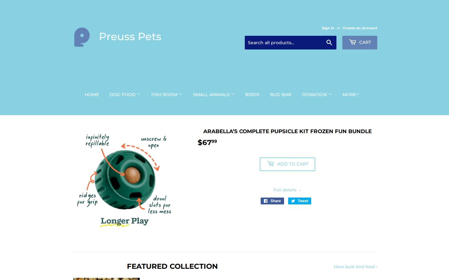 preusspetsstore.com homepage screenshot