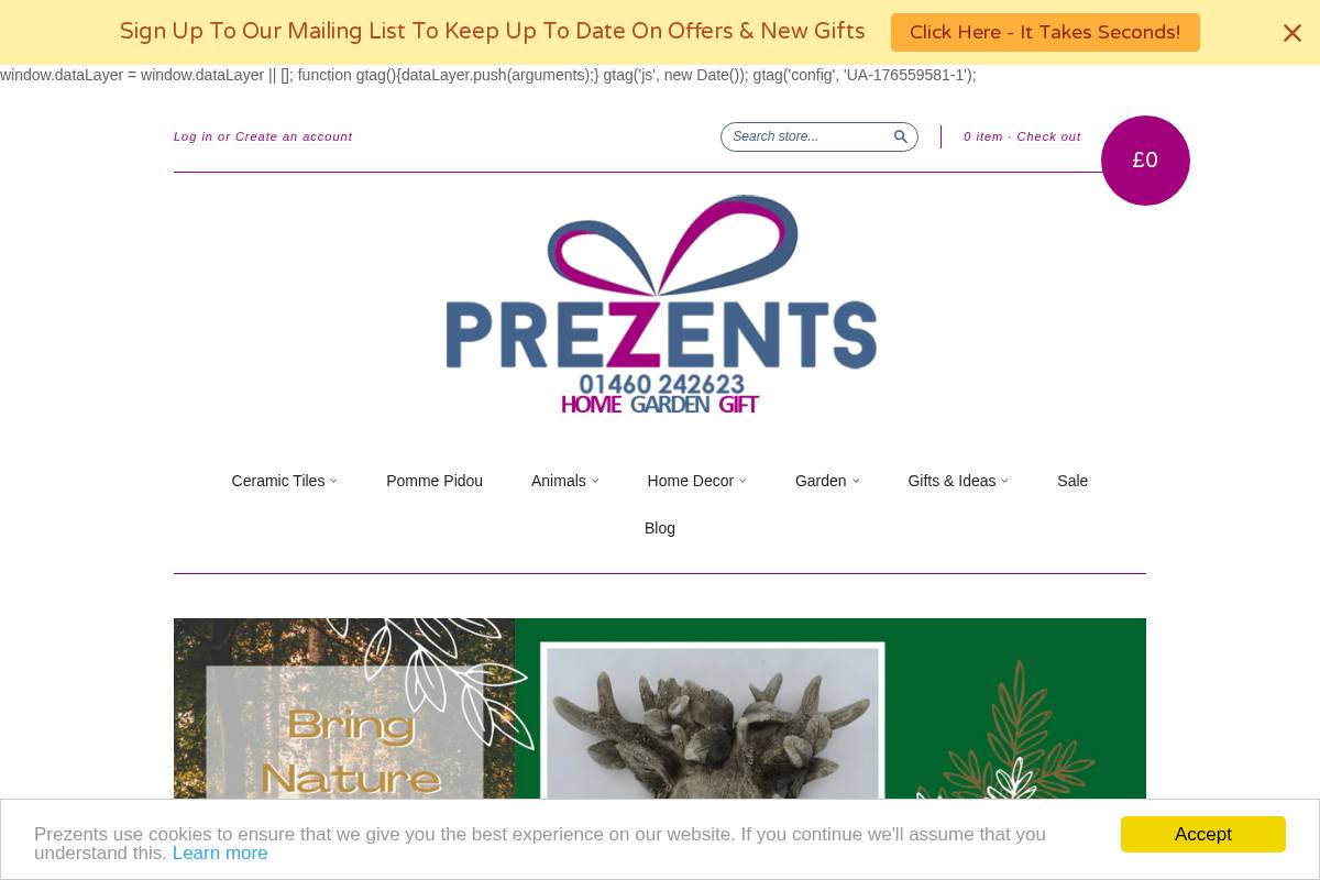 Prezents homepage screenshot