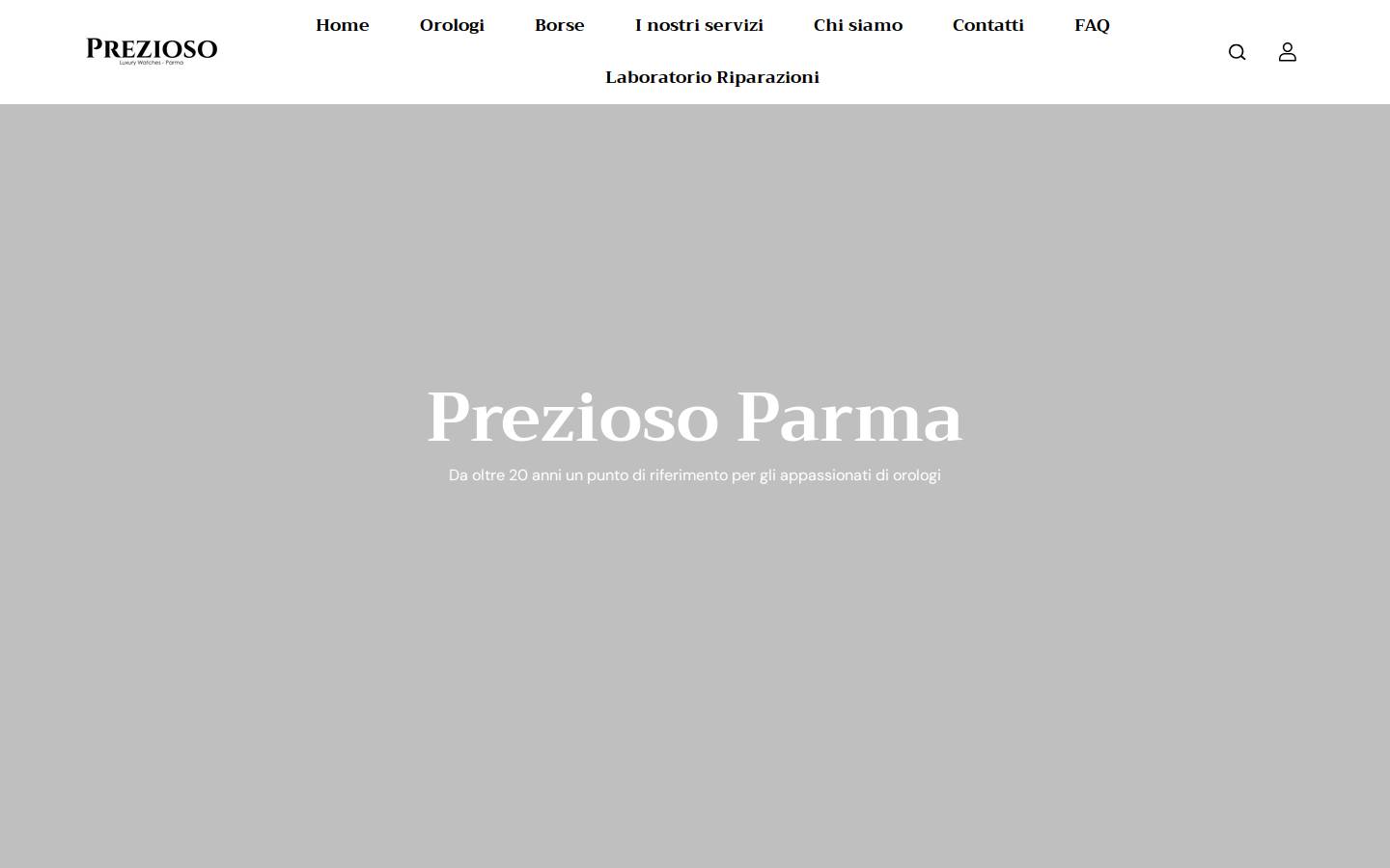 Prezioso Parma homepage screenshot