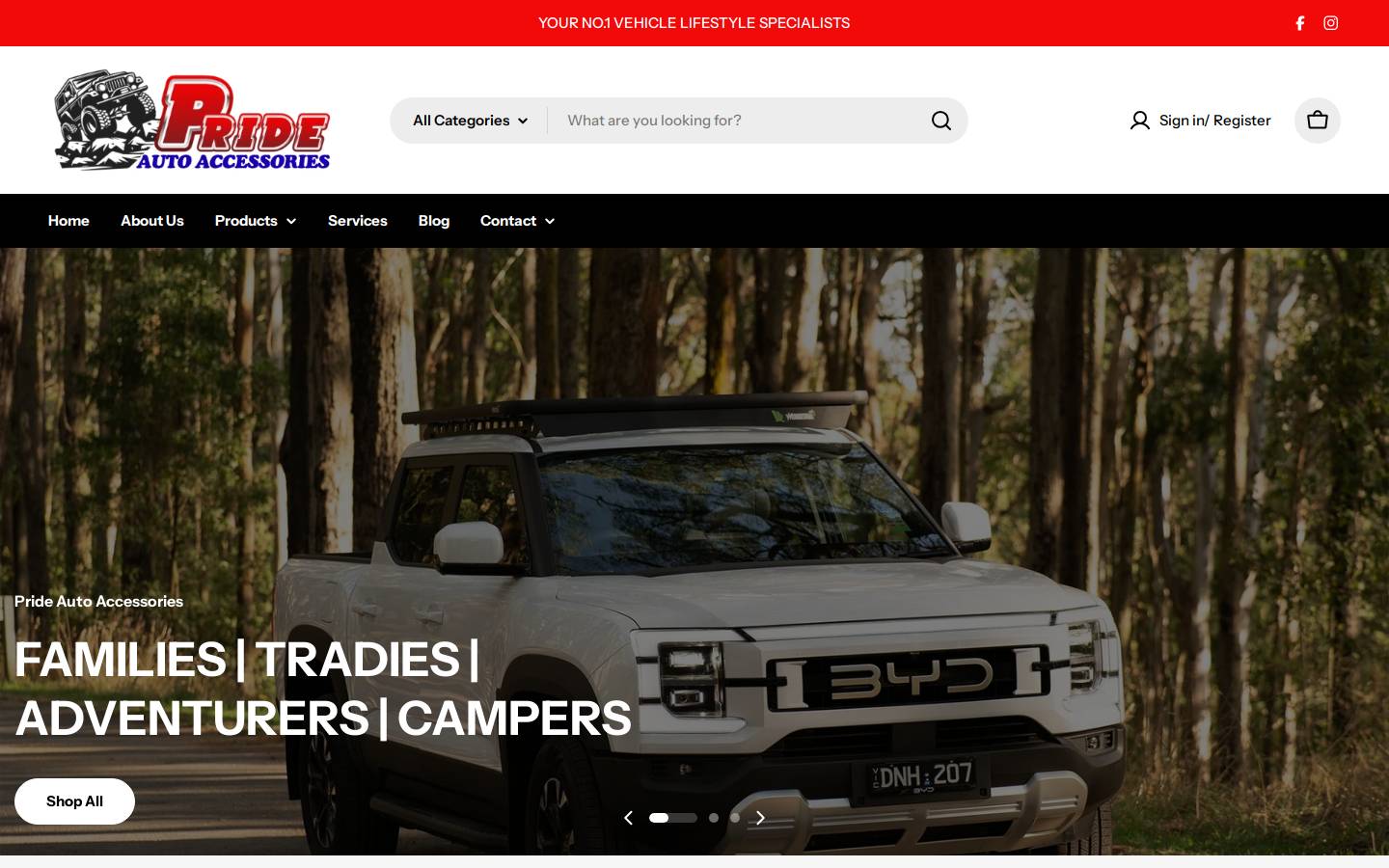 Prideautogroup homepage screenshot