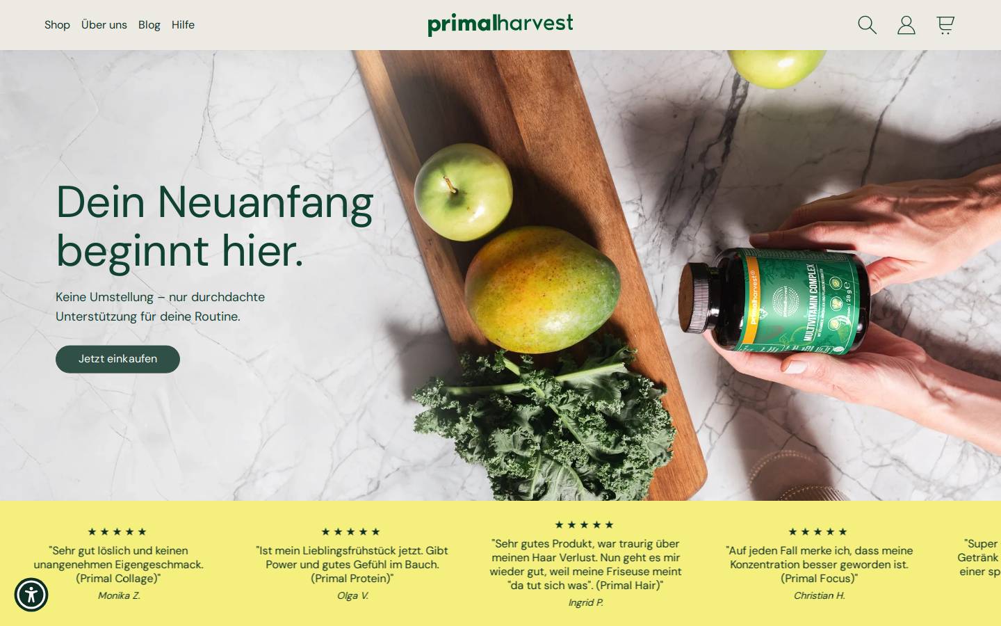 Primalharvest homepage screenshot