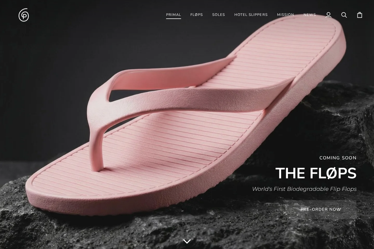 PRIMAL Soles homepage screenshot