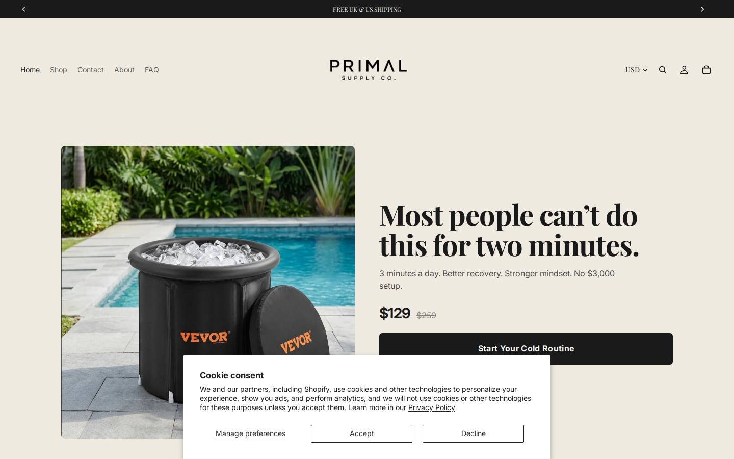 primalsupplyco.com homepage screenshot