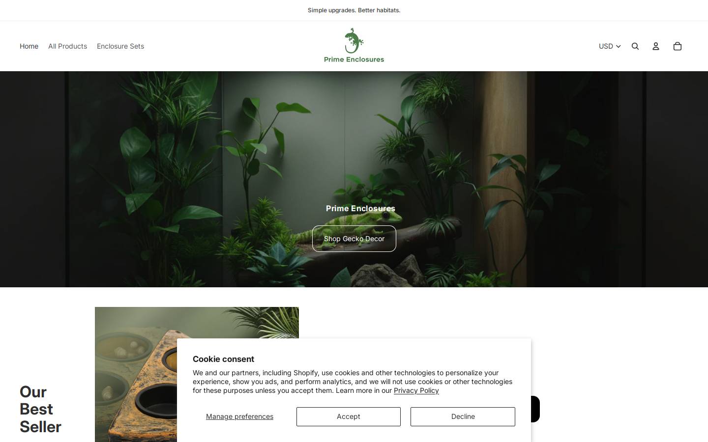 prime-enclosures.com homepage screenshot