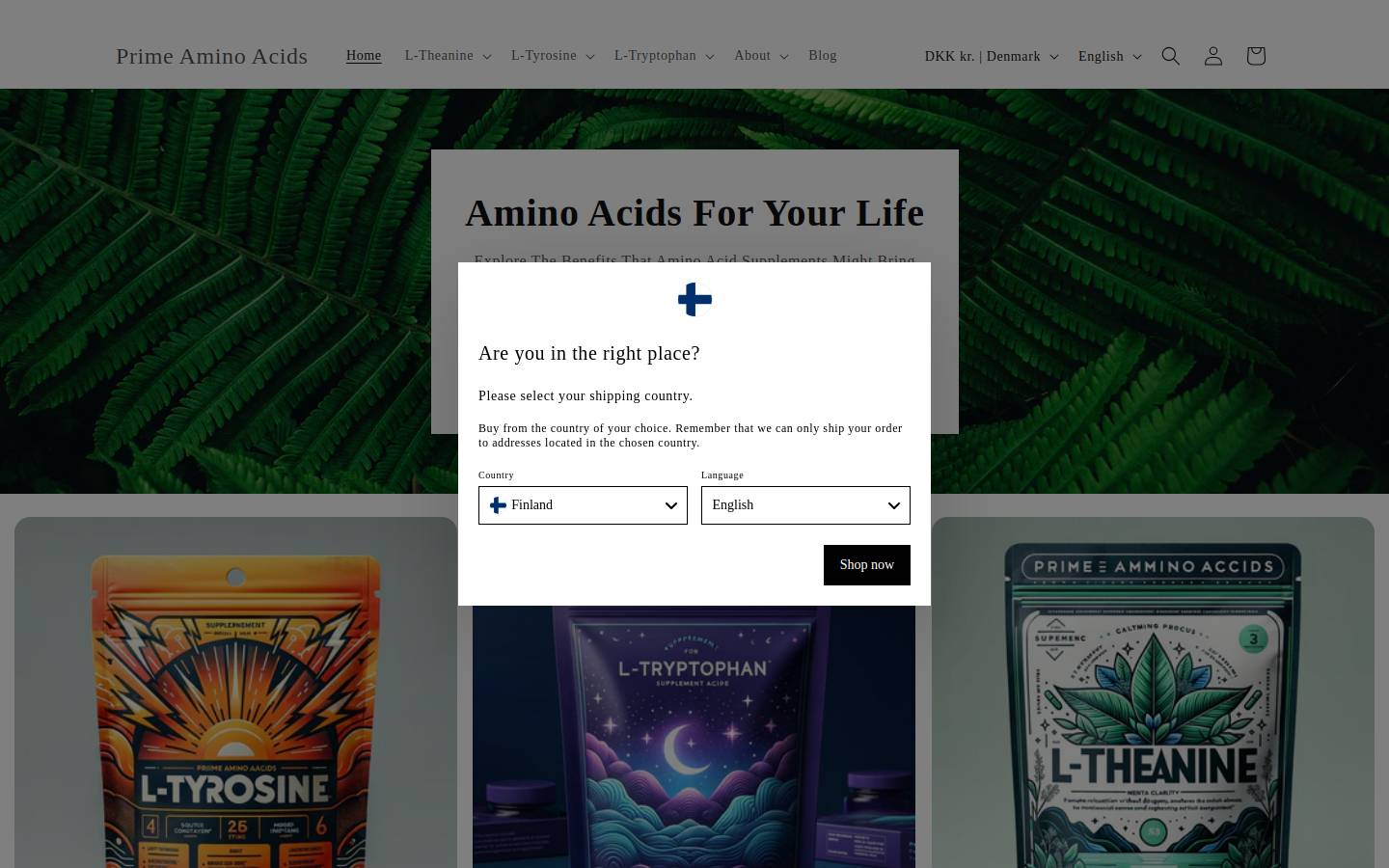primeaminoacids.com homepage screenshot
