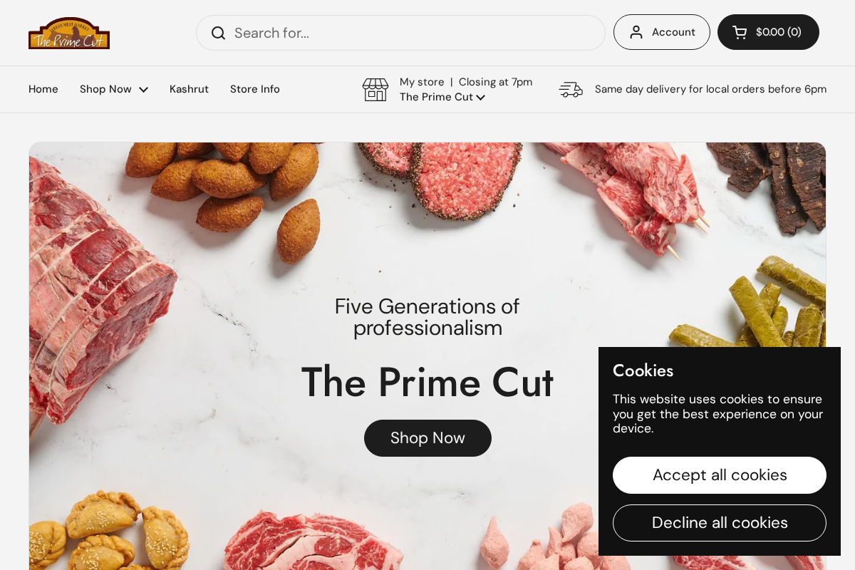 The Prime Cut NY homepage screenshot