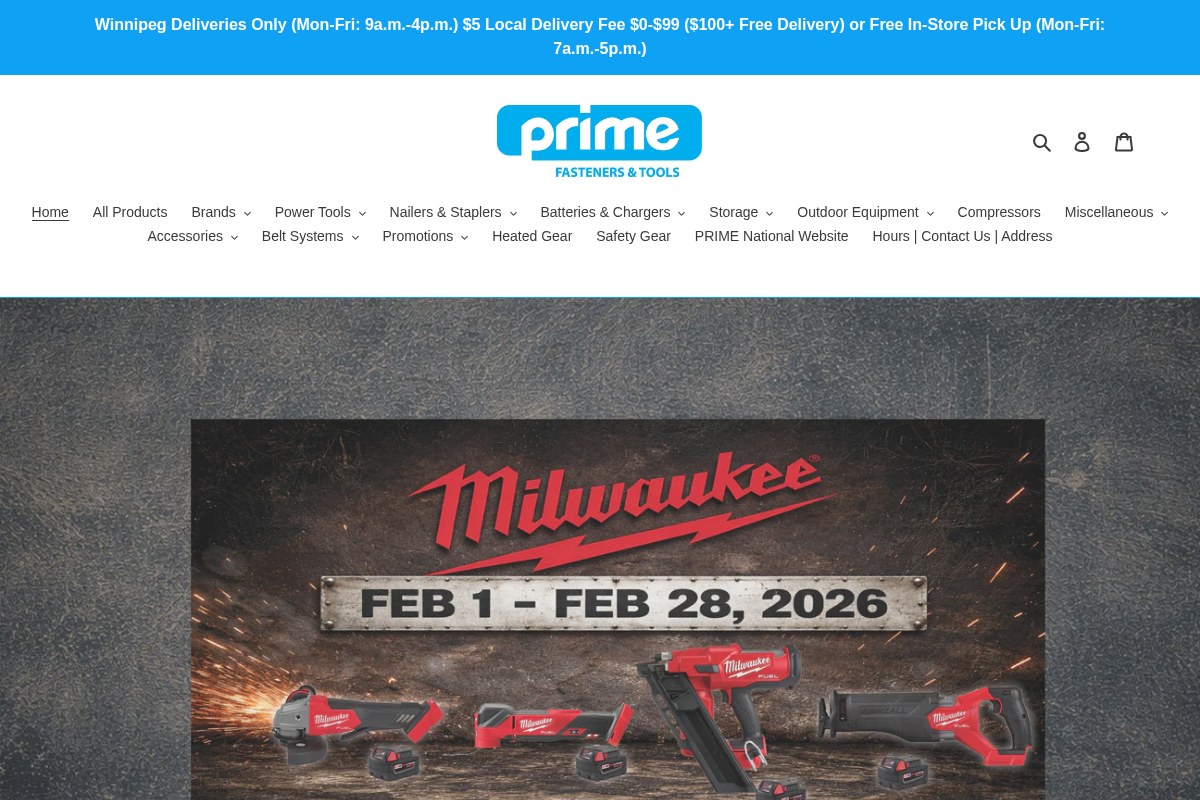 Prime Fasteners & Tools Winnipeg homepage screenshot