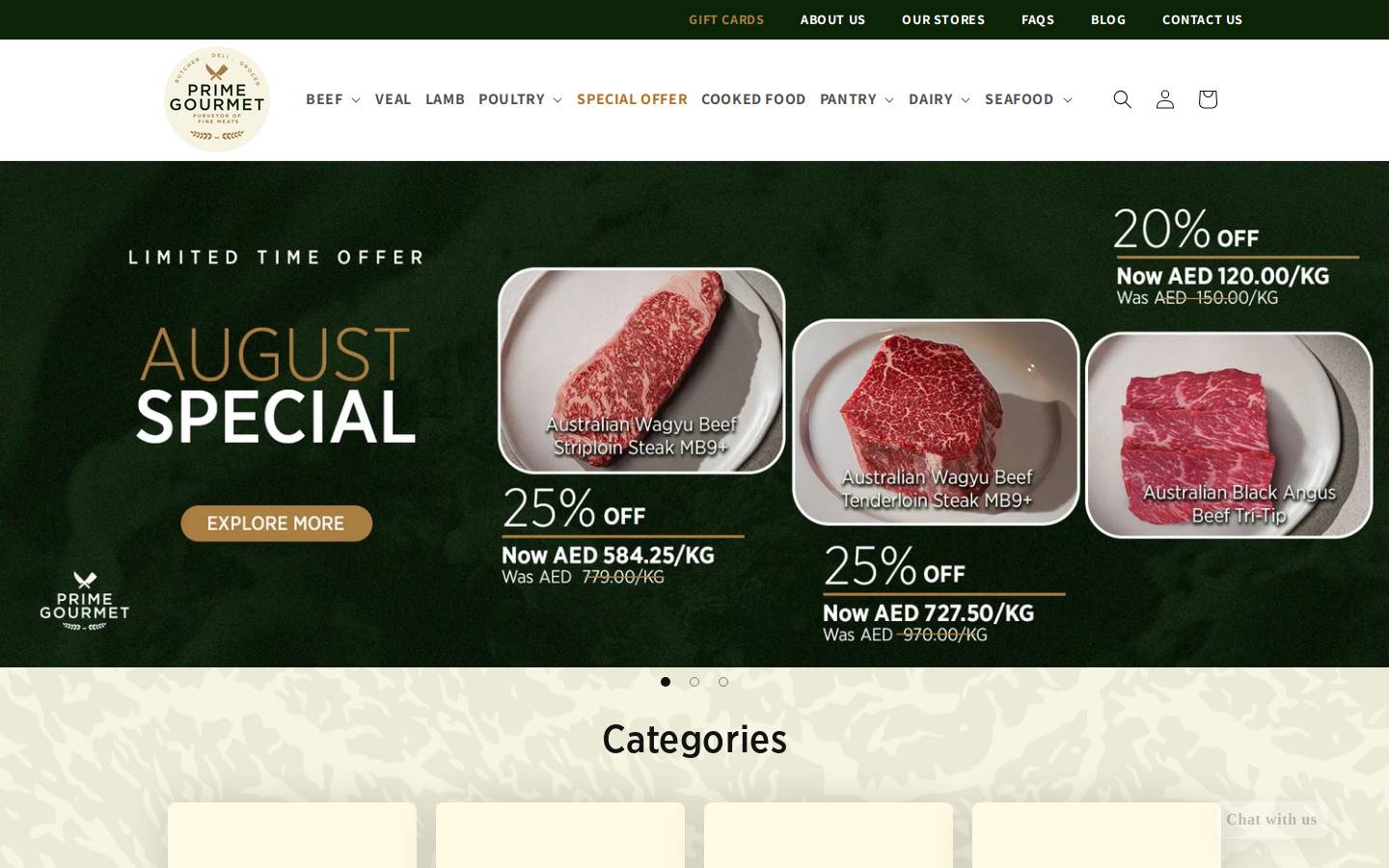 primegourmet.ae homepage screenshot