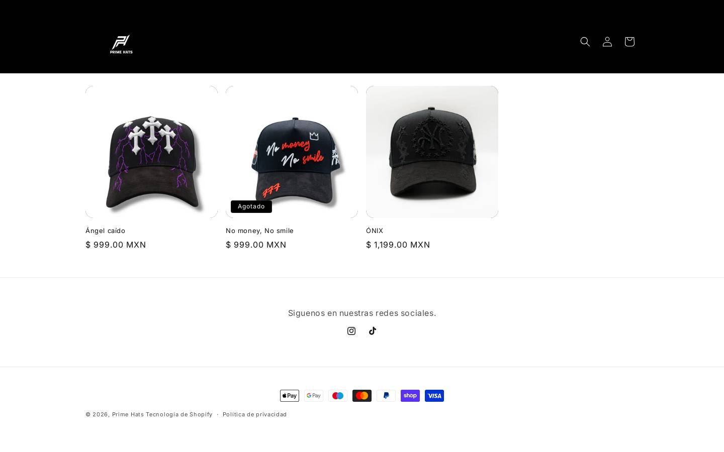 primehats.com.mx homepage screenshot