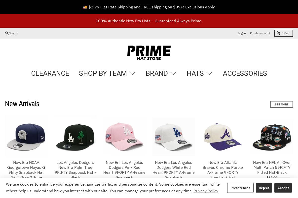 primehatstore.com homepage screenshot