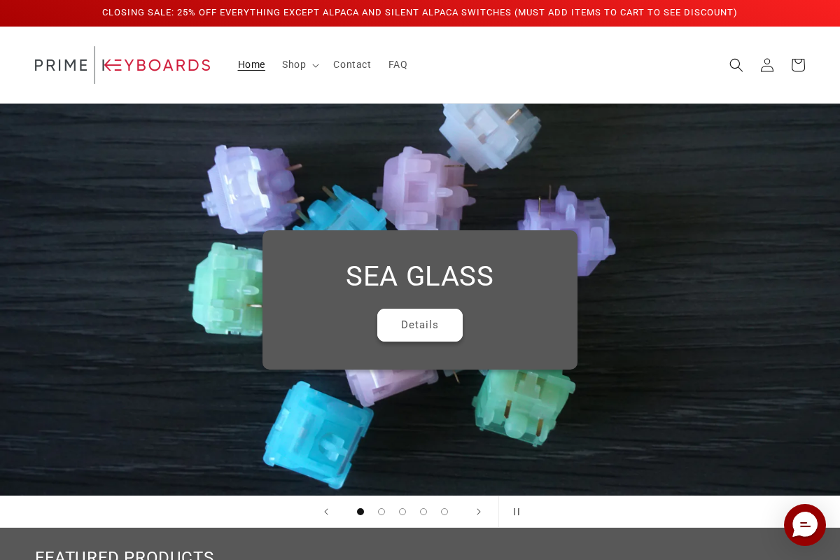 Prime Keyboards homepage screenshot