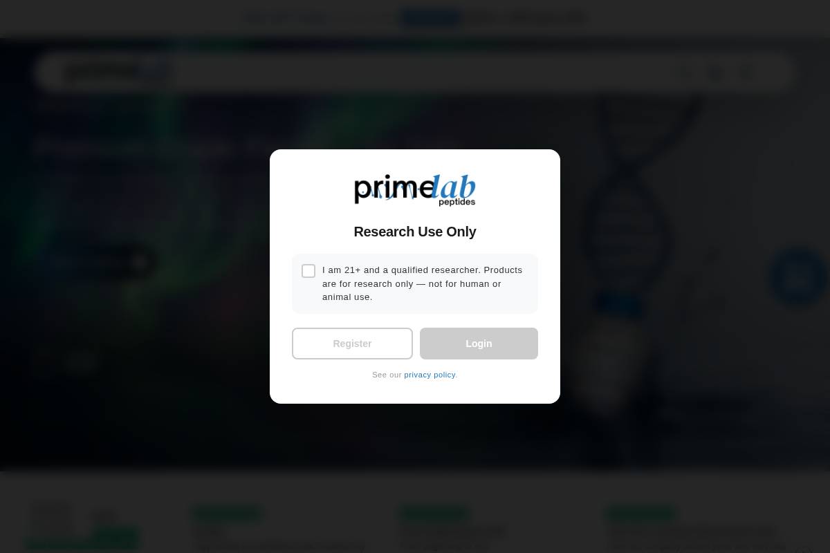 primelabpeptides.com homepage screenshot