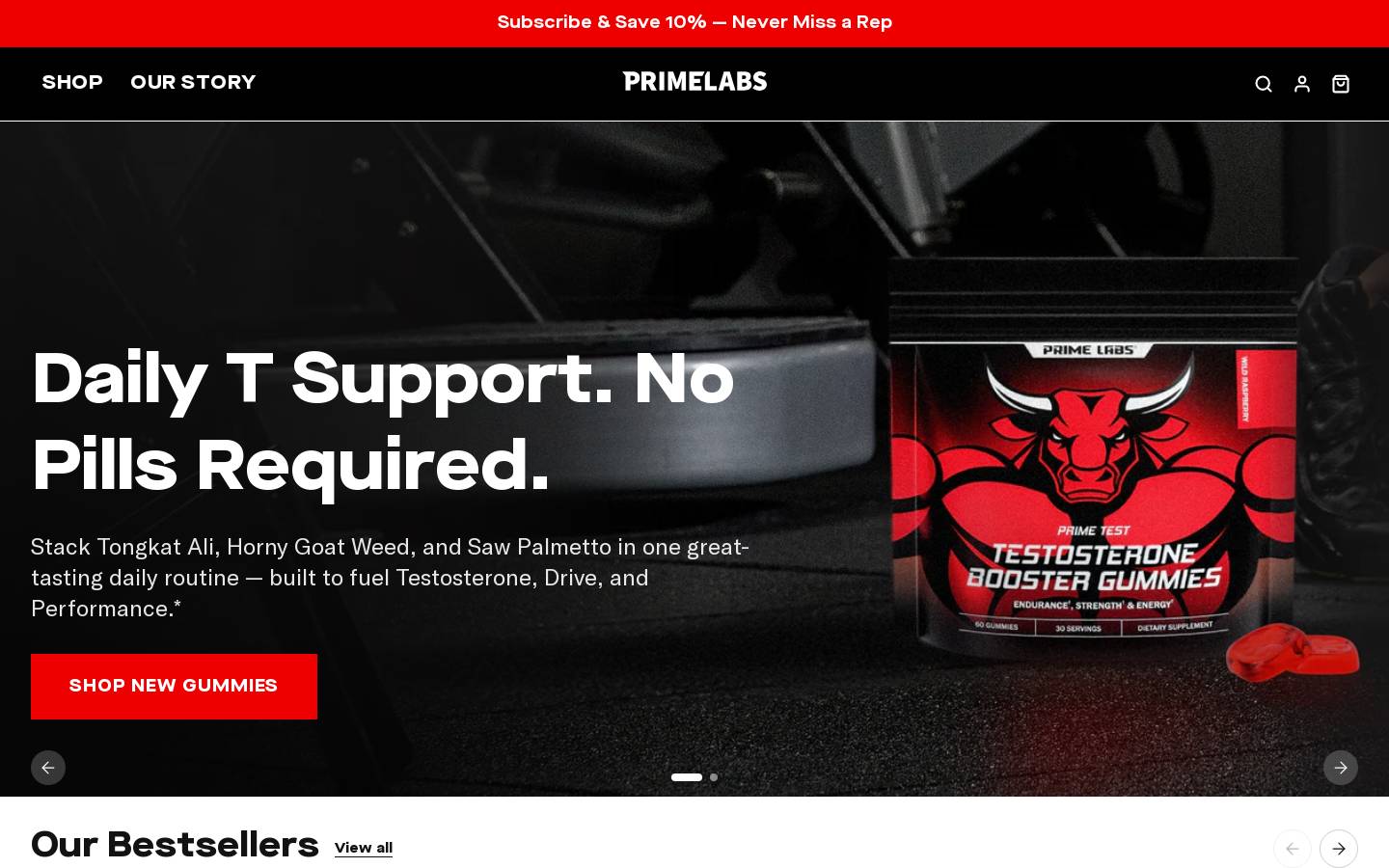 primelabspower.com homepage screenshot