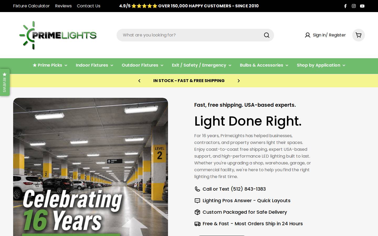 primelights.com homepage screenshot