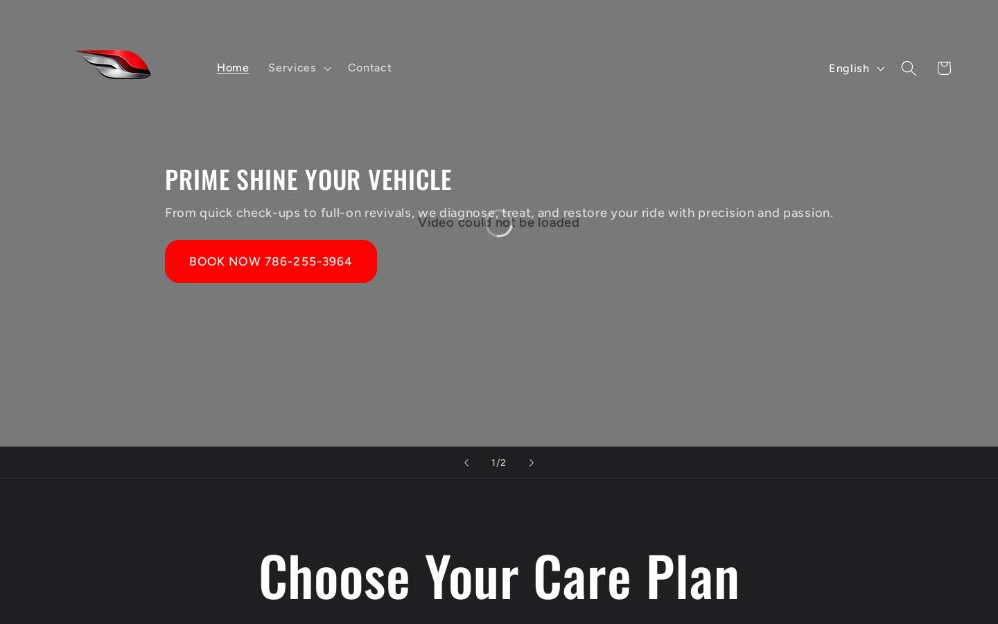 primelinedetailing.com homepage screenshot