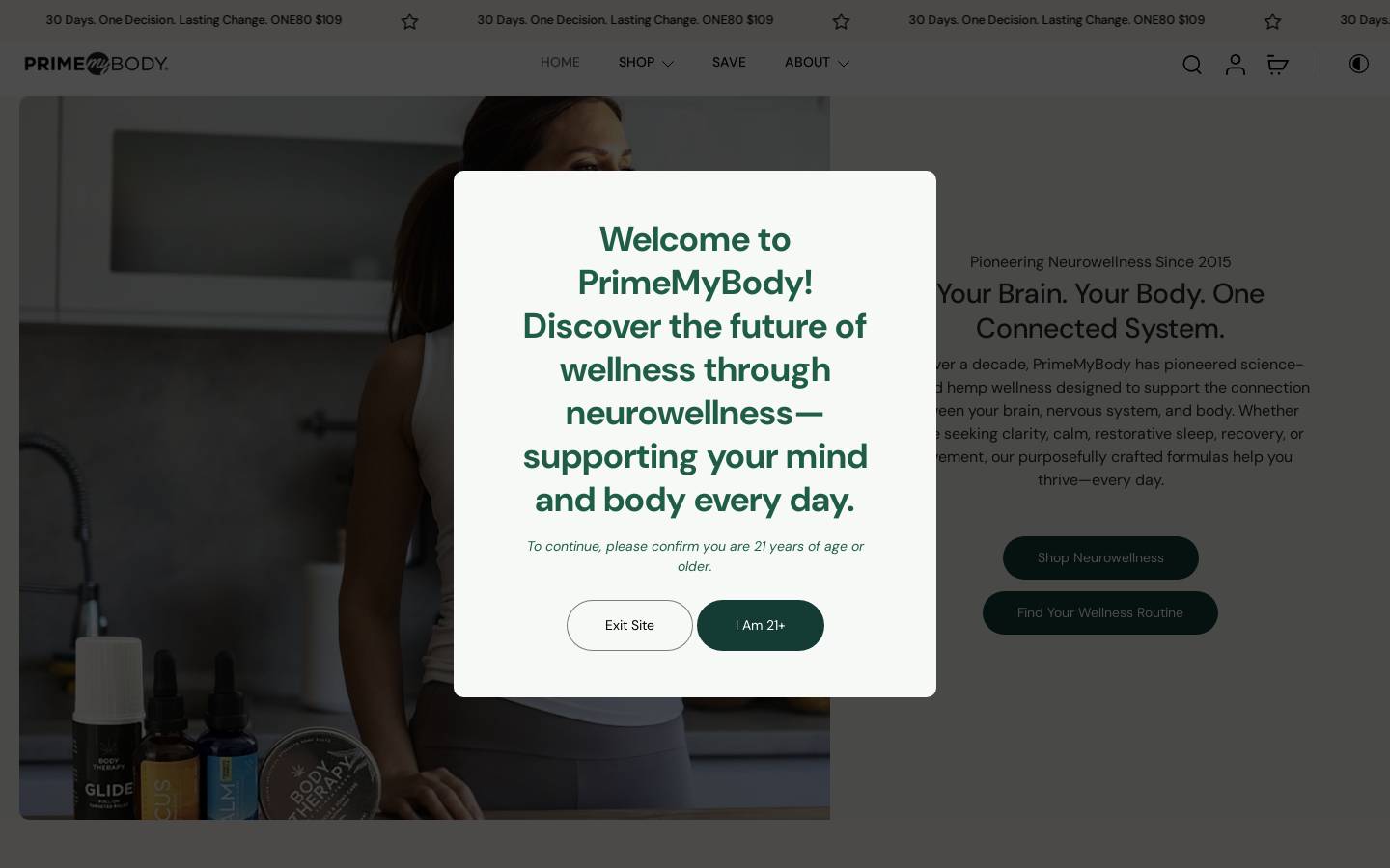 PrimeMyBody homepage screenshot