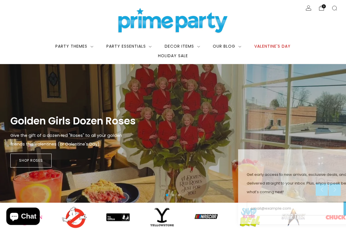 Prime Party homepage screenshot
