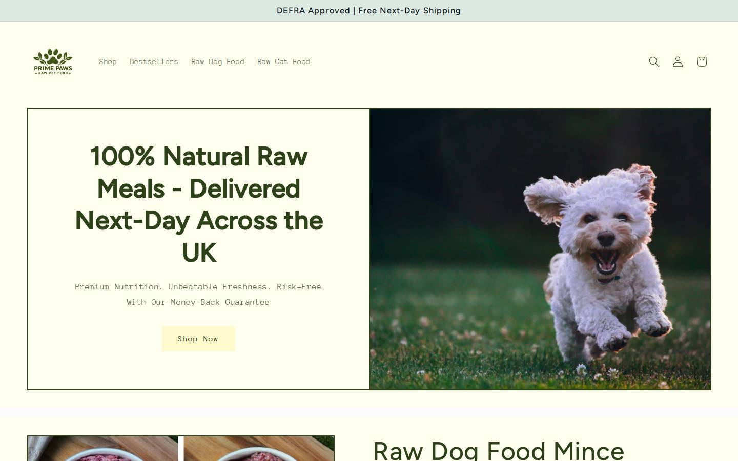 primepaws.co.uk homepage screenshot