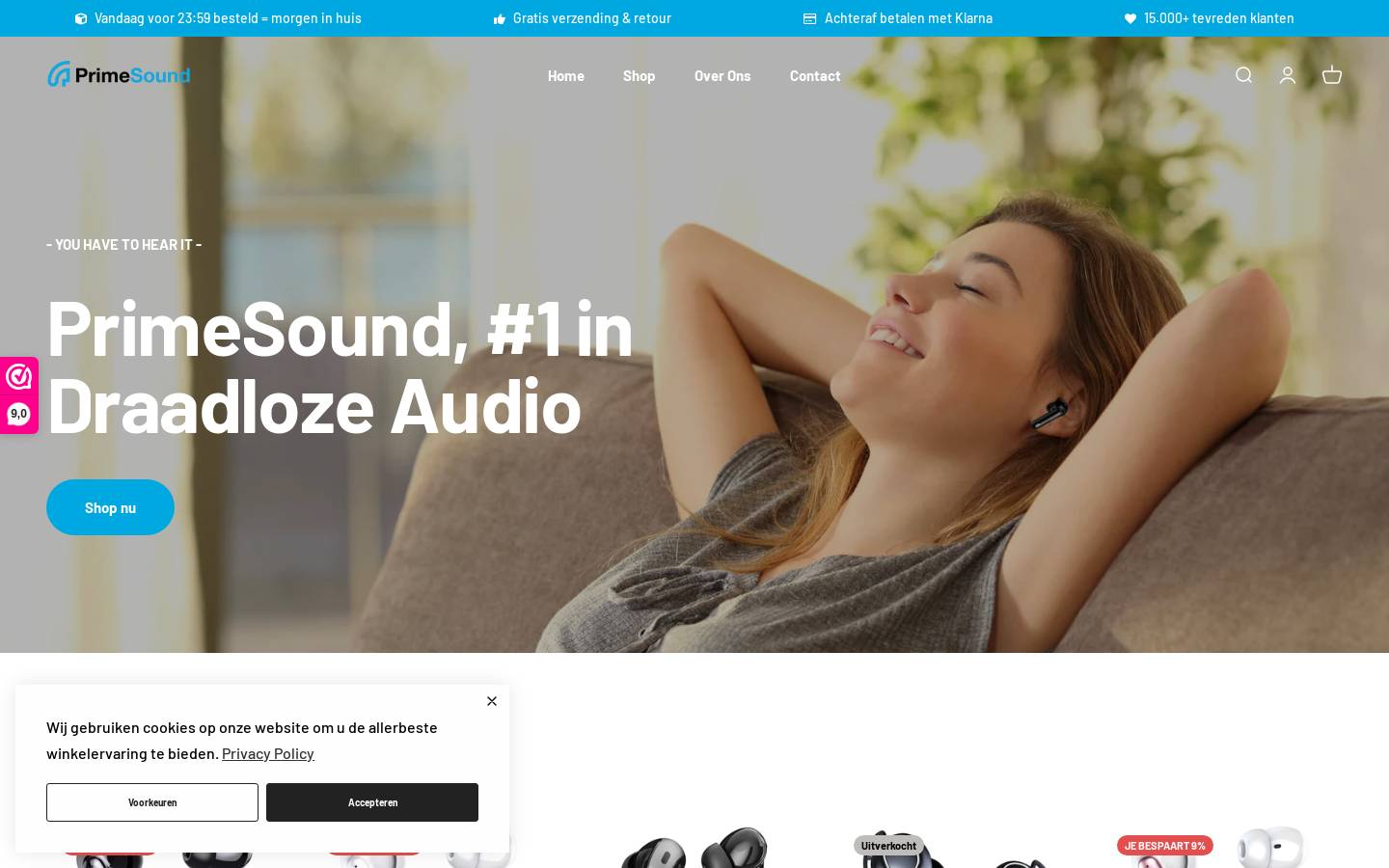 PrimeSound homepage screenshot