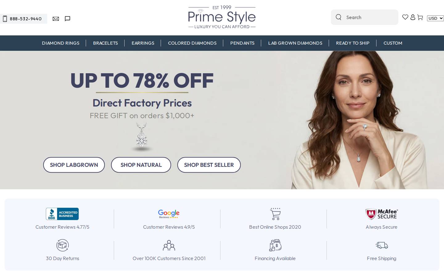 PrimeStyle homepage screenshot