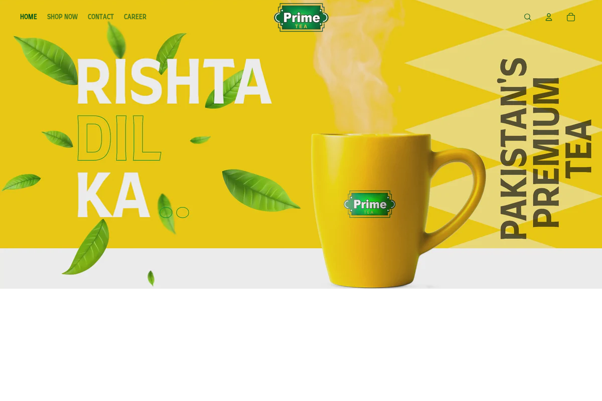 Prime Tea homepage screenshot