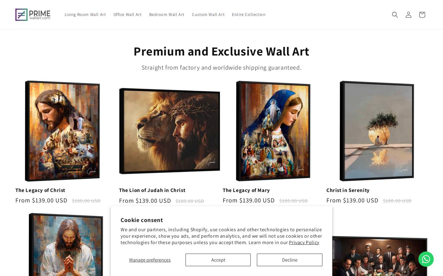 primewallart.com homepage screenshot