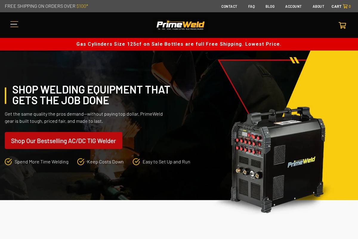 primeweld homepage screenshot