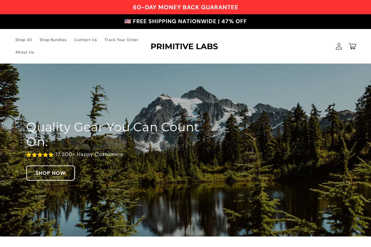 Primitive Labs Research homepage screenshot