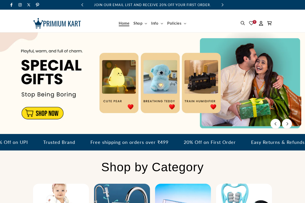 PrimiumKart homepage screenshot