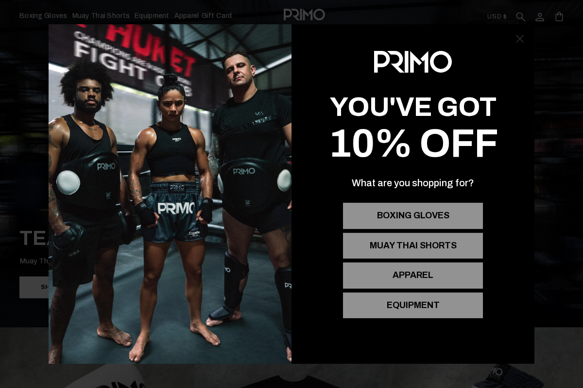 primofightwear.com homepage screenshot
