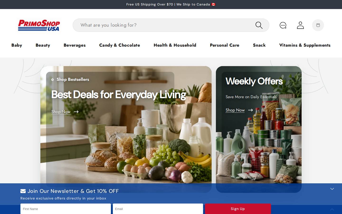 primoshopusa.com homepage screenshot