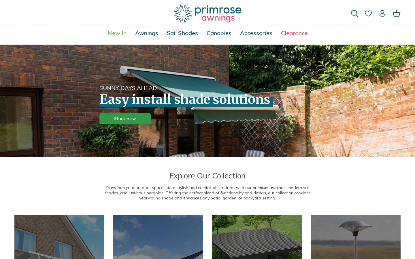Primrose Awnings homepage screenshot