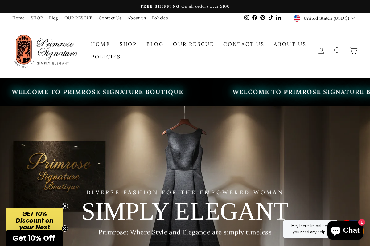 Primrosesignatureboutique homepage screenshot