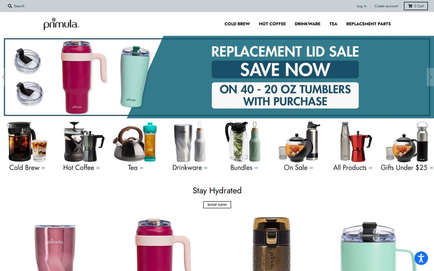 primulashop.com homepage screenshot