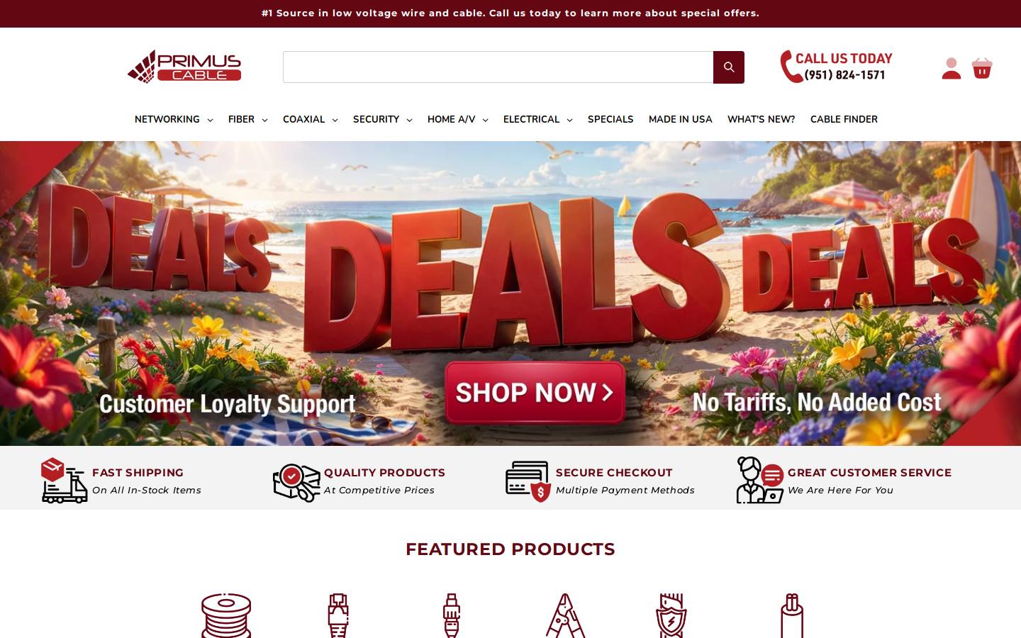 Primus Cable homepage screenshot