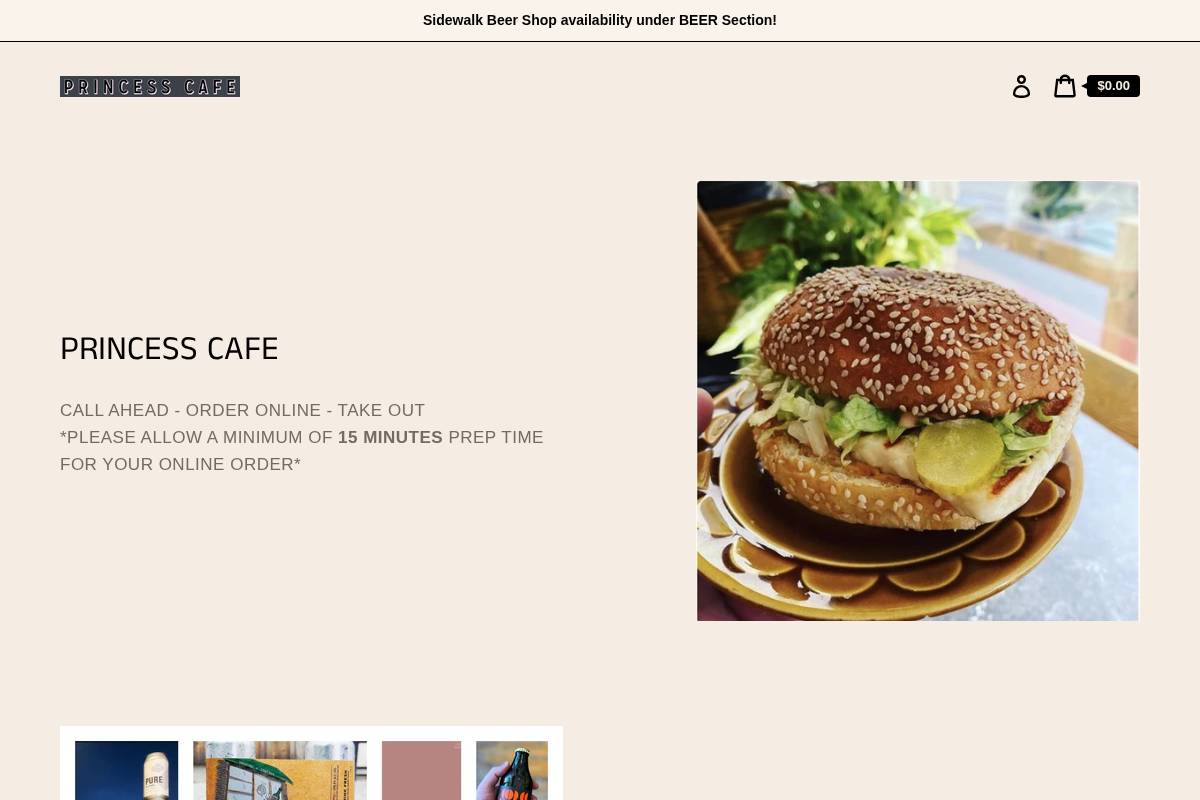 princesscafe.ca homepage screenshot