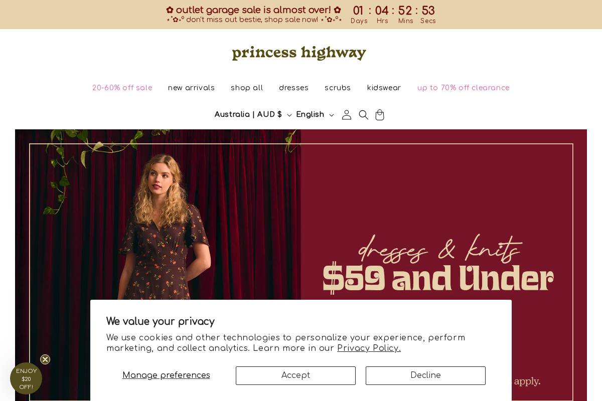 princesshighway.com.au homepage screenshot