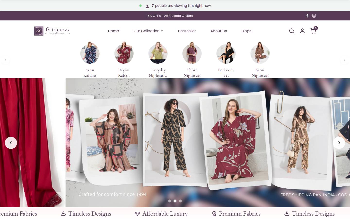 princessnightwear.com homepage screenshot