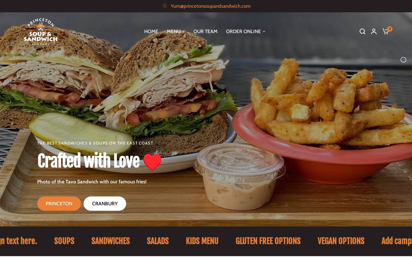 princetonsoupandsandwich.com homepage screenshot