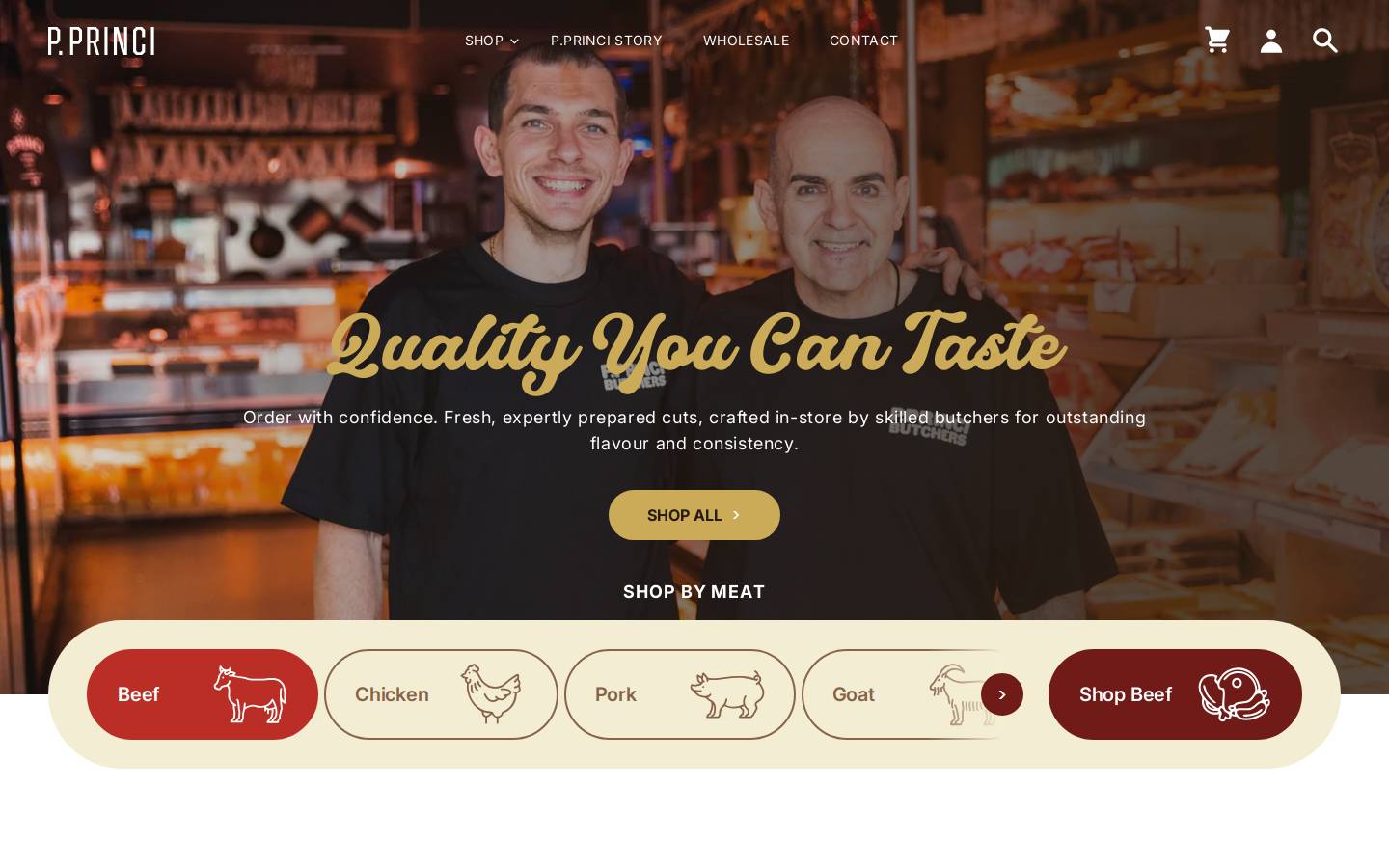 princibutchers.com homepage screenshot
