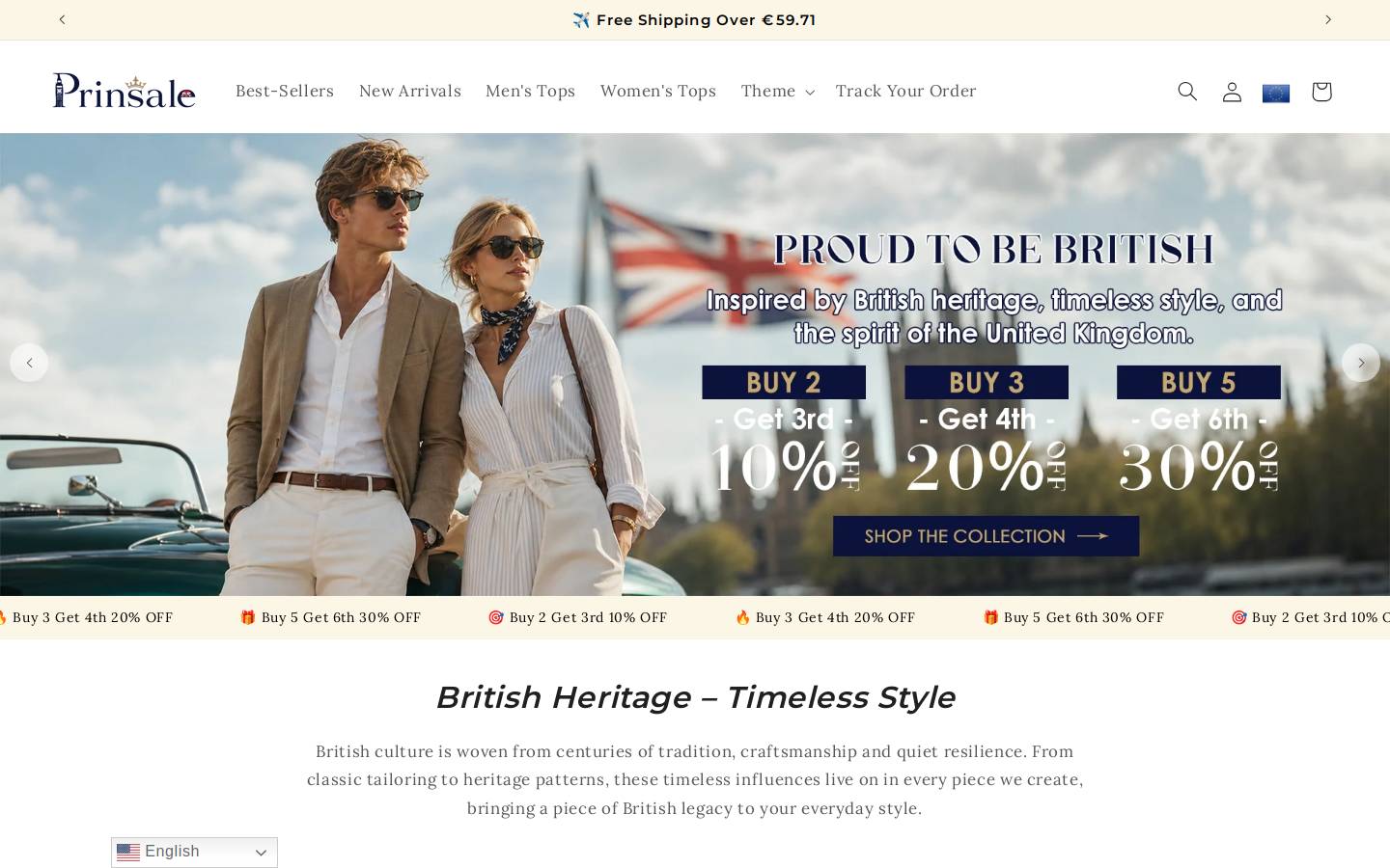 Prinsale homepage screenshot