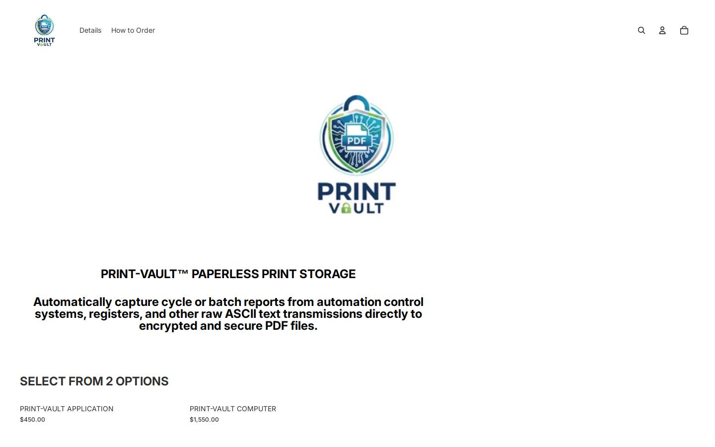 print-vault.com homepage screenshot