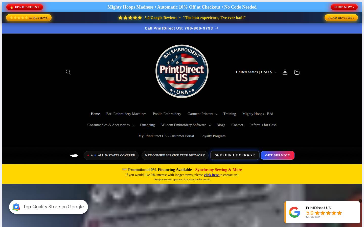 PrintDirect US homepage screenshot