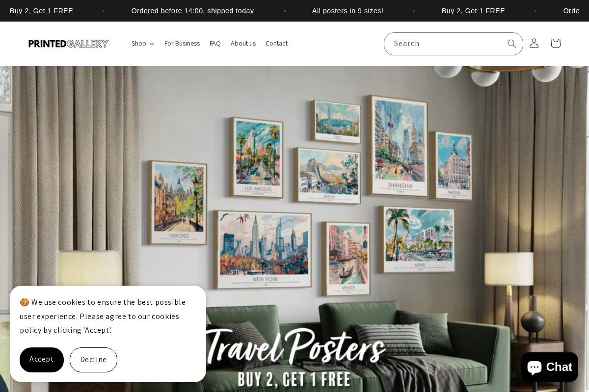 Printed Gallery homepage screenshot