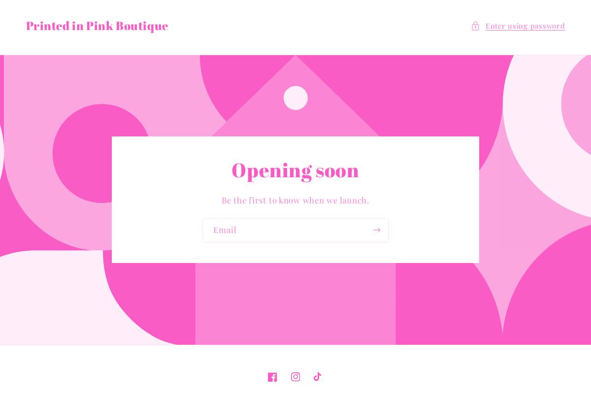 printedinpinkboutique.com homepage screenshot